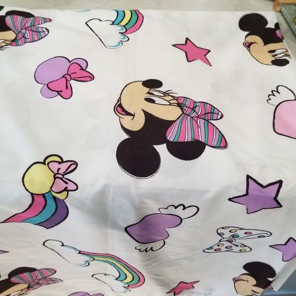 Disney Minnie Mouse rainbow dots twin size flat sheet - Picture 1 of 3